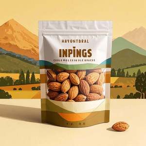 Emballage d'écrous à fermeture éclair pochette debout de collation imprimée personnalisée avec fenêtre transparente pour amandes noix de cajou sacs de stockage des aliments en vrac - Product Image 1