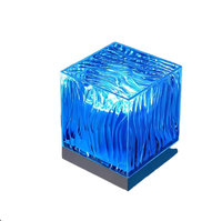 Lampada Cubo d'Acqua Quadrata in Acrilico Trasparente, LED USB Ricaricabile, Effetto Moderno con Onde Rotanti, Luce Notturna Bianca Calda