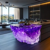 Luxuriöser Leuchtender Transparenter Acryl-Tisch im Nordischen Stil für Bar, Esszimmer, Wohnzimmer und als Couchtisch mit Kunstdesign