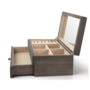 Custom High Quality Jewelry Box Wooden Checkered Jewelry Box with Mirror