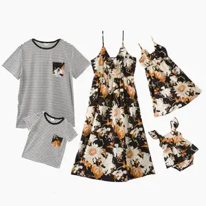Summer New Vacation family outfits dress short sleeve T shirts Father Mother Kids matching family clothes