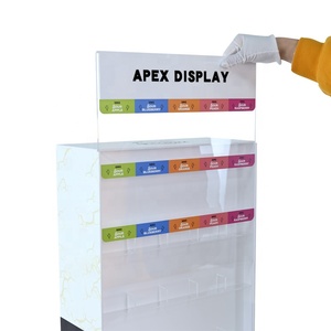 APEX <strong>3</strong>-Layer Acrylic <strong>Display</strong> Stand Double <strong>Sided</strong> Counter <strong>Top</strong> with Dividers Polished Surface - Product Image 1