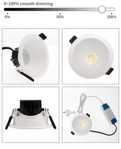 <span class=keywords><strong>Spot</strong></span> de plafond encastré en aluminium 90MM Cut Out Led Shallow Downlight Flicker Free Dimmable 10W White Cob Downlight - Product Image 4