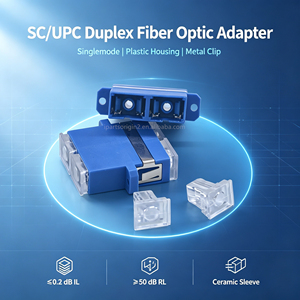 Adaptador de Fibra Óptica Dúplex SC/UPC, Acoplador de Brida SC Monomodo con Clip Metálico para Panel de Conexiones ODF FTTH - Product Image 1
