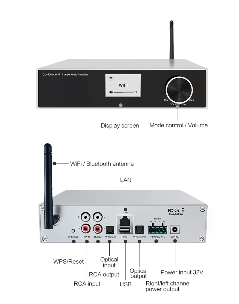 Отличная цена Wifi BT5.0 Многофункциональный аудио конвертер домашний аудио усилитель мощности кабель с Rca выходами