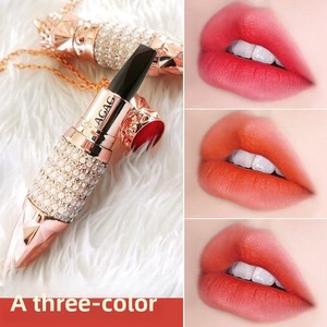 AGAG Queen Scepter Tricolor Lipstick Labial de Larga Duración Impermeable Antiadherente Color <span class=keywords><strong>Tomate</strong></span> Maduro Auténtico para Mujer - Product Image 2