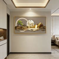 Vente directe d'usine, peinture murale moderne avec vue sur la montagne et des cerfs pour le salon, horloge murale en cristal, art mural, décorations murales pour la maison