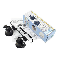 2 LED Dual Lens 20x Head-Mounted Jewelry Antiques Characters Inspection Magnifying Glass with Led Light