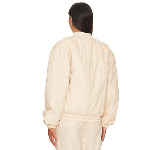 Cut and Sew Nylon Wholesale Custom Silk Screen Printing Zip up Lady Blank <strong>Beige</strong> Fashion <strong>Womens</strong> Bomber <strong>Jacket</strong> - Product Image 3