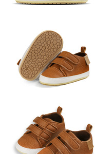 Printemps Automne Nouveau-Né Sneaker Crochet & Boucle Pu Cuir Infantile Crabe Doux Anti Pantoufles Bébé Garçon Chaussures Unisexe 0 À 18 Mois - Product Image 5