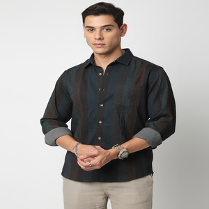 Camisas formales de negocios de talla grande para hombre, camisa informal de algodón a rayas de manga larga, venta al por mayor, personalizable para adolescentes, transpirable - Product Image 1