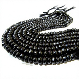 Perles de pierres précieuses en spinelle noire naturelle, facettées, rondes, 6 mm, 8 pouces de long - Product Image 1
