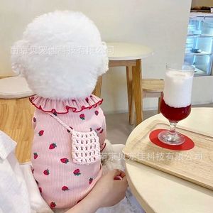 Ropa de verano de encaje fino con estampado de fresas para mascotas: Teddy, panda, gato, Schnauzer, Poodle, perros pequeños - Product Image 1