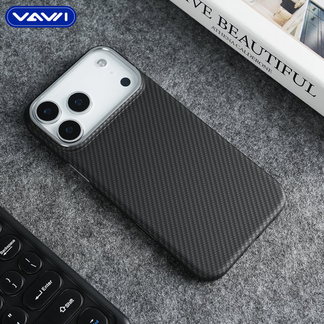 VAWI B008 Aramid Fiber Phone case Carbon Fiber Magnetic Cover for iPhone 13 14 15 16 17 Pro Max for Samsung Android Mobile Case
