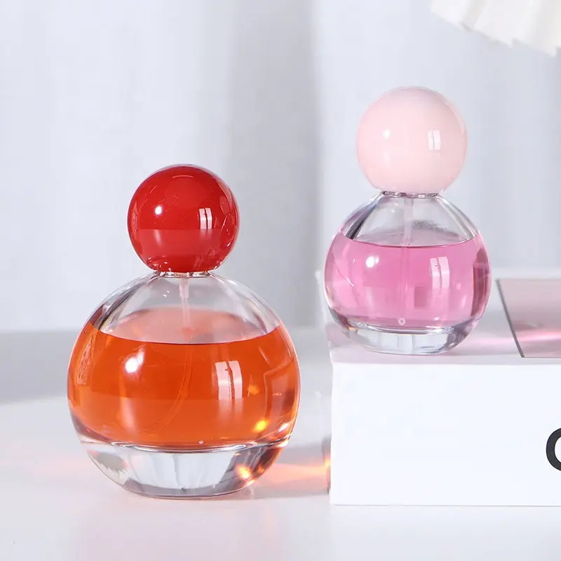Lüks tasarım 50ml sevimli özelleştirilmiş boş parfüm atomizer cam küre şekilli şişe