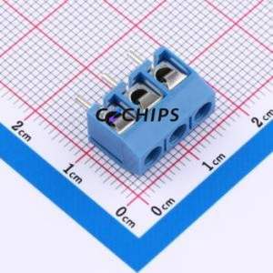 WJ301V-5.0-3P <b>Screw</b> Terminal <b>Block</b> Through hole Component (THT),P=5mm Connector 1x3P 5mm Blue Through Hole - Product Image 1