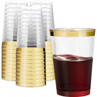 Service de vaisselle jetable en plastique noir et or à bord creux, assiettes rigides en PS, tasses et couverts pour mariage, fête, banquet