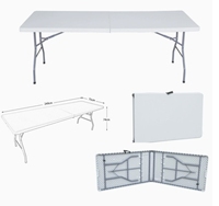 Table pliante rectangulaire portable en plastique avec cadre en métal 240x75x74 cm pour les événements intérieurs et extérieurs, les banquets et les fêtes