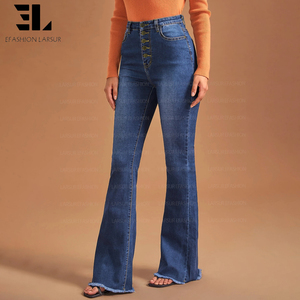 Pabrik Produsen Penjual Grosir Celana <span class=keywords><strong>Jeans</strong></span> Denim LARSUR Xintang Guangzhou Cina, Celana <span class=keywords><strong>Jeans</strong></span> Wanita Model Klasik, Flare, dan Skinny - Product Image 5
