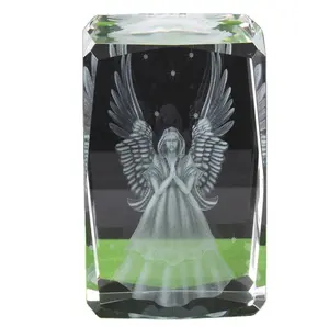 Favores Do casamento Presentes Do Chuveiro de Bebê Presentes Da Promoção de Negócios Claro Laser Anjo Forma Cubóide Cristal Paperweight