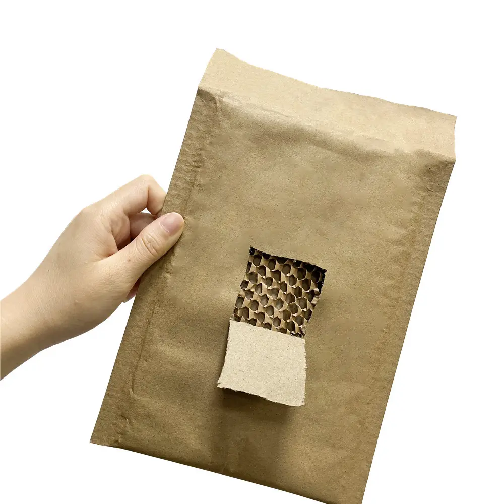 Nachhaltige Versandverpackung für Kleidung luftpolster-gepolsterte Versandtasche benutzerdefinierte Waben-Kraftpapier-Versandumschläge