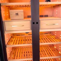 Armoire de rangement pour cigares à double porte vitrée verticale, contrôle intelligent de la température avec éclairage LED pour club