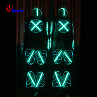 Costume de danse lumineux à LED, tenue de scène éclatante, vêtement élastique et respirant pour spectacle sur scène, carnaval, fête, Halloween