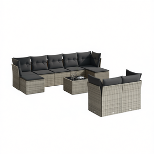 Ensemble de canapés de jardin en rotin PE gris foncé, 6 places, résistant aux intempéries, design contemporain pour terrasse - Product Image 1