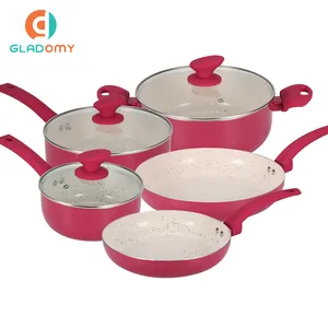 8 टुकड़े Cookware सेट ब्रांडेड Nonstick एल्यूमीनियम डबल ग्रेनाइट लेपित Cookware सेट