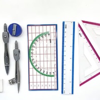 Juego de Dibujo de Geometría Matemática de Metal de 9 Piezas para Estudiantes, con Caja de Papel, Venta al Por Mayor