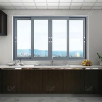 Ventana Corredera de Aluminio de Tres Vías con Malla de Seguridad, Ventana Energéticamente Eficiente y Resistente a la Intemperie para Hogares