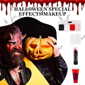 Kit de pintura facial profesional 4 colores pintura facial <span class=keywords><strong>para</strong></span> <span class=keywords><strong>Halloween</strong></span> pintura facial fácil sangre falsa lavable rojo <span class=keywords><strong>para</strong></span> escenario FIESTA DE Cosplay - Product Image 6