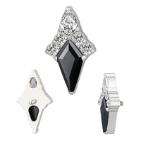 Labret Titanium CNC Set Kite CZ et Tear Drop CZ Combined Helix 16G Internally Thread Lip Ring Top Jewelry