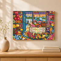 Kit de Peinture Diamant Carré Imprimé KS Craft Cozy Flower Room Écologique DIY Décoration Murale Florale Sans Cadre Cadeau