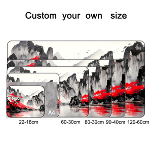 Chinese Wash Painting Table Mouse Pad 900*400 Gaming <b>Mousepads</b> Large Anime Red Leaf Desk Pad with Non Slip Base Stitched Edge - Product Image 2