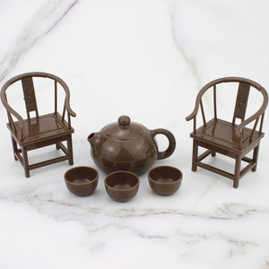 Chinese Retro Style Teapot And Cups Set For Cake Decoration Father's Day Gift Plastic Handmade Simple Design Round Shape - Product Image 5