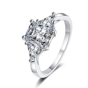 원래 moissanite 다이아몬드 패션 보석 결혼 반지 925 스털링 실버 3CT 플래티넘 여성용 도금 약혼 반지