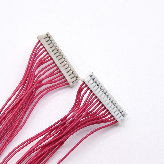 Custom Pink DF13-15P LVDS Cable Adapter with PTFE Insulation for Electronic Industrial LCD Panels