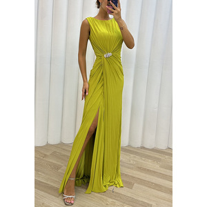 Nuovo Abito Casual Plissettato con Spacco Senza Maniche Moda Serale per Donne - Product Image 1