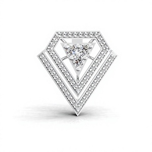 Aarinya Anillo de Compromiso de Lujo con Diamante Cultivado en Laboratorio de Corte Brillante en Forma de Escudo Geométrico Chevron, Plata 925, Estilo Art Deco Moderno - Product Image 1