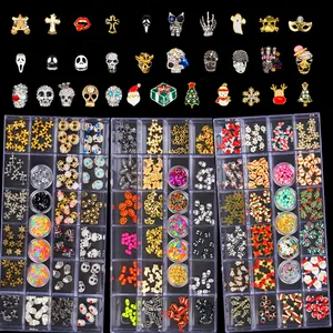 Good Quality Skull Rhinestone Professional Nail Supplies Crystal Stones Diamond Stickers 3D Halloween Christmas Nail Decoration