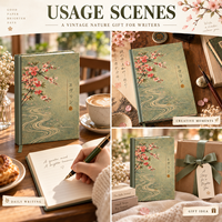 Carnet à couverture rigide personnalisé A5, journal à fleurs de cerisier, style japonais vintage, ligné, carnet personnalisé pour cadeaux