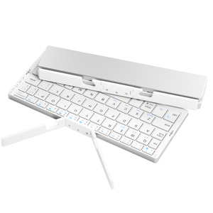Mini teclado plegable, teclado inalámbrico compatible con 3 dispositivos con soporte para teléfono, tableta, teclado plegable recargable BT - Product Image 1