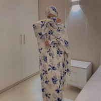 Robe musulmane moderne LEDUO, kaftan de Ramadan pour femmes, abaya deux pièces avec hijab, abaya en mousseline imprimée