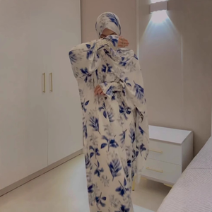 LEDUO Modern Muslim Dress ramadan <b>kaftan</b> for women two piece abaya with hijab chiffon print abaya - Product Image 1