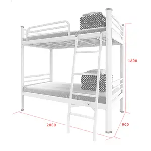 Modern School Double Decker Metal Pipe Bunk Bed Dormitory Apartment Heavy Duty Double Detachable Metal Bed