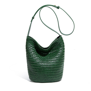 Bolso de Hombro Tipo Bandolera Verde Bosque para Mujer, Estilo Coreano, Tejido, Casual, Gran Capacidad, para Uso Diario - Product Image 1