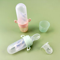 Yuye 2-in-1 BPA-vrije siliconen lepels voor baby's, fruitzakje, bijtring, knijpfles voor fruit voor baby's, peuters en kinderen