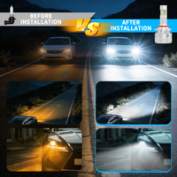 Ampoules de phares de voiture LED Gview P19W 9012 Super Lumens à triple face avec driver externe, 50000LM par ampoule, lumière blanche froide 6500K