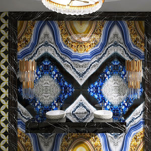 <span class=keywords><strong>Dalle</strong></span> <span class=keywords><strong>en</strong></span> porcelaine de marbre gris 1200x2400mm avec or brillant, carreaux de fond de mur polis de luxe pour la décoration intérieure - Product Image 2